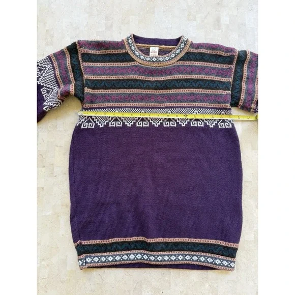 Jahuari Peruvian 100% Alpaca Fair Isle Purple Sweater Peru Outdoor Size M? - Picture 3 of 6